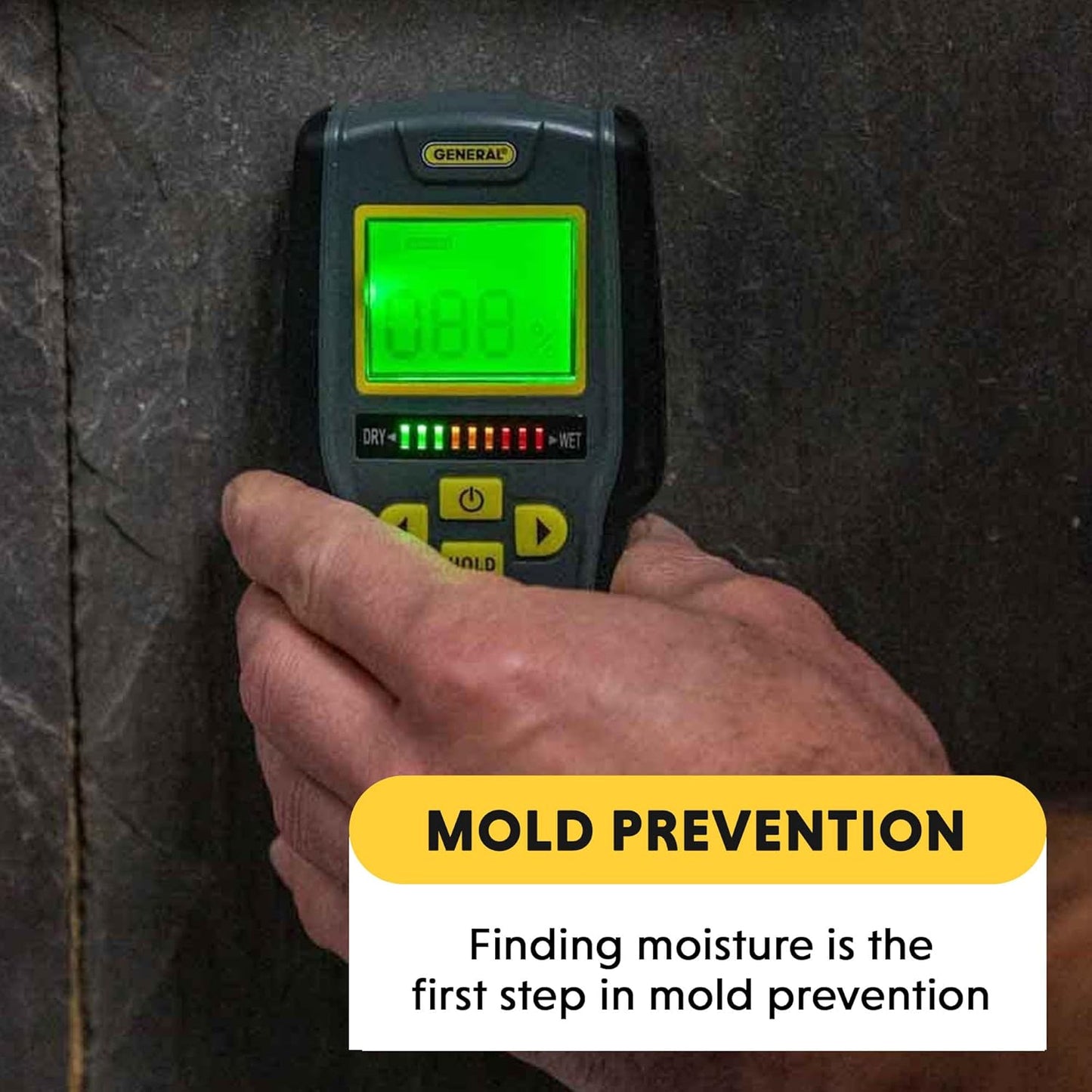General Tools MMD4E Moisture Meter for Wood, Walls & Water Leak Detection | Pinless wood moisture meter for drywall & walls. Detects mold & humidity. Water leak detector for home moisture testing.