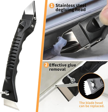 Caulking Tool Kit with Caulk Remover & Putty Knife Scraper | Multifunctional Caulking Tool Set with Caulk Remover, Professional Putty Knife Scraper for Smooth, Clean Sealant Joint
