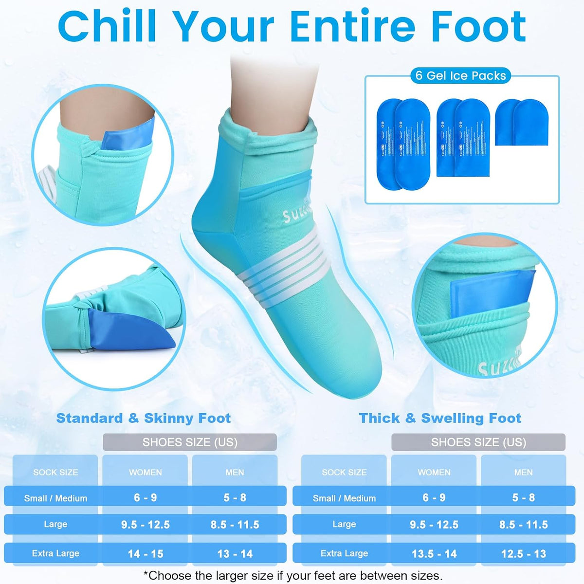 SuzziPad Cold Therapy Socks & Hand Ice Pack, Cooling Gloves for Chemotherapy, Chemo Care Package for Women and Men, S/M
