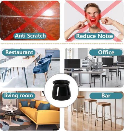 Ansible 24 Pcs Chair Leg Floor Protectors Square | Silicone Felt Furniture Leg Pads Caps Covers for Hardwood Floors (Fit:1-1/16" to 1-5/8")