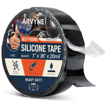 Self Fusing Silicone Tape 1" x 36' - Rubber Emergency Repair Tape | Waterproof Hose & Pipe Repair, Heat-Resistant, Insulation, No Residue – for Plumbing, Automotive, Electrical & Outdoor Use