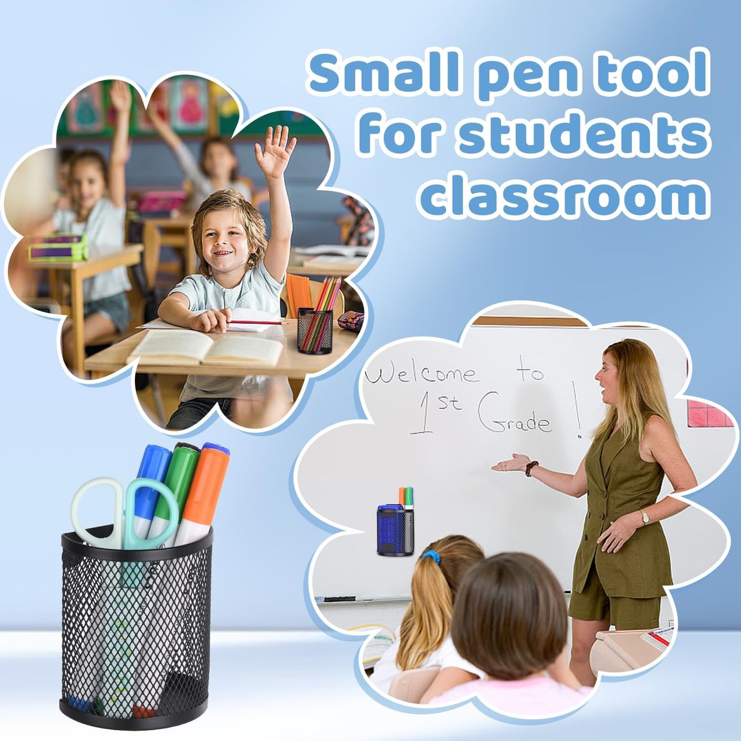 LUCYCAZ Magnetic Pencil Holder - Locker Accessories, 2 Pack Magnetic Pen Holder for Refrigerator for Home School and Office, Black | Locker Organizer Accessories, Powerful Magnet Pen Holder for Whiteboard,Refrigerator,Locker,Kitchen,Home,and Office Black