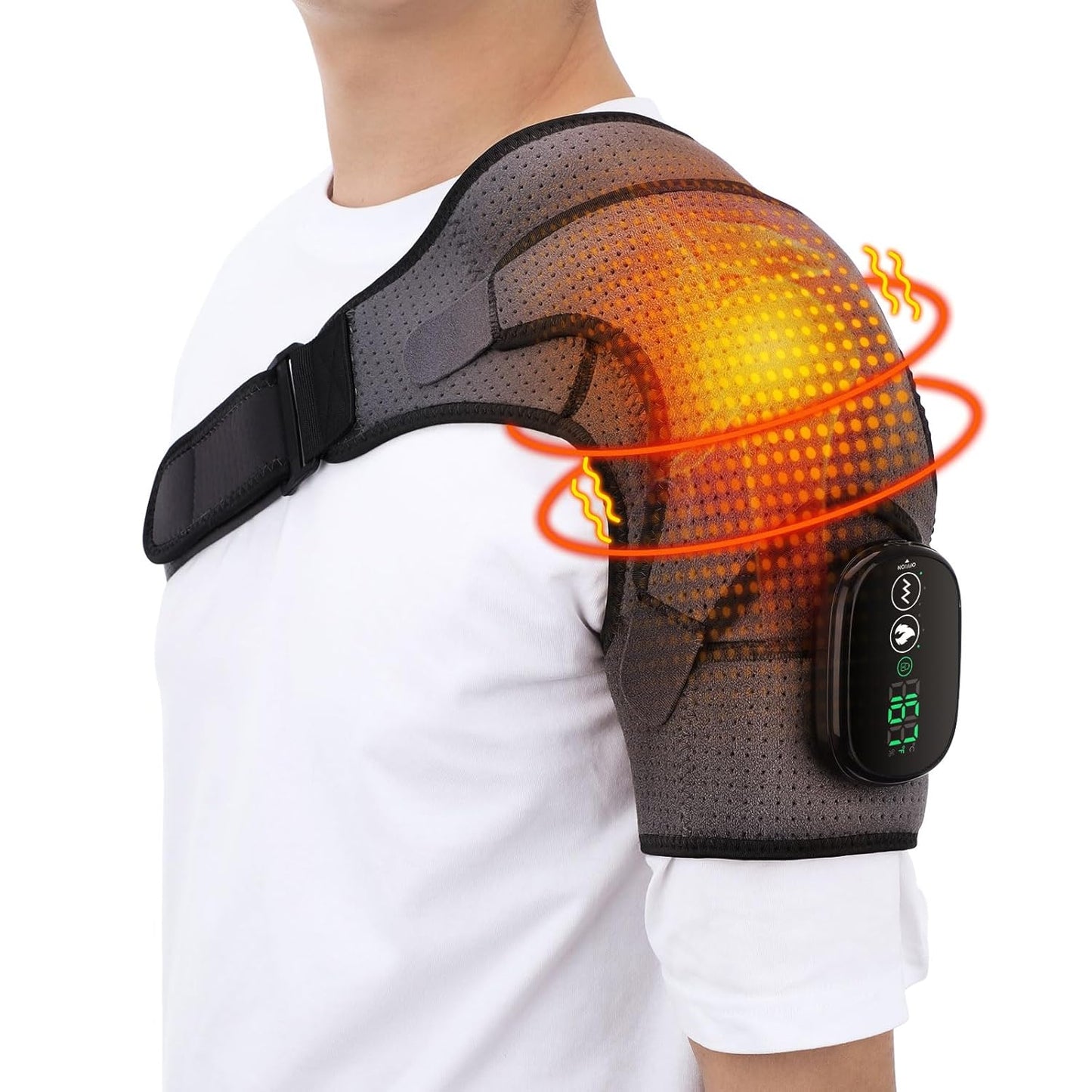 Cordless Shoulder Heating Pad with Massage, FSA Eligible Items List, Heated Shoulder Wrap Massager for Pain, Rotator Cuff Heating Pad HSA Approved Products Only