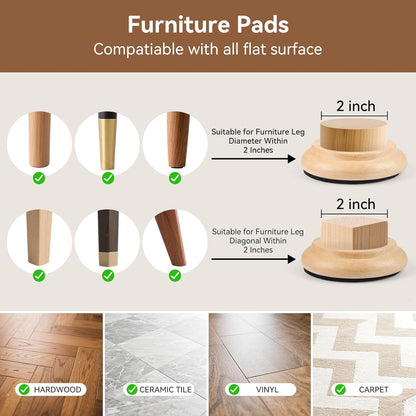 Piano Caster Cups Furniture Pads Upright Piano Caster Cups Wood Coasters Cups Floor Protectors for Furniture Furniture Floor Protectors (Walnut, 4)