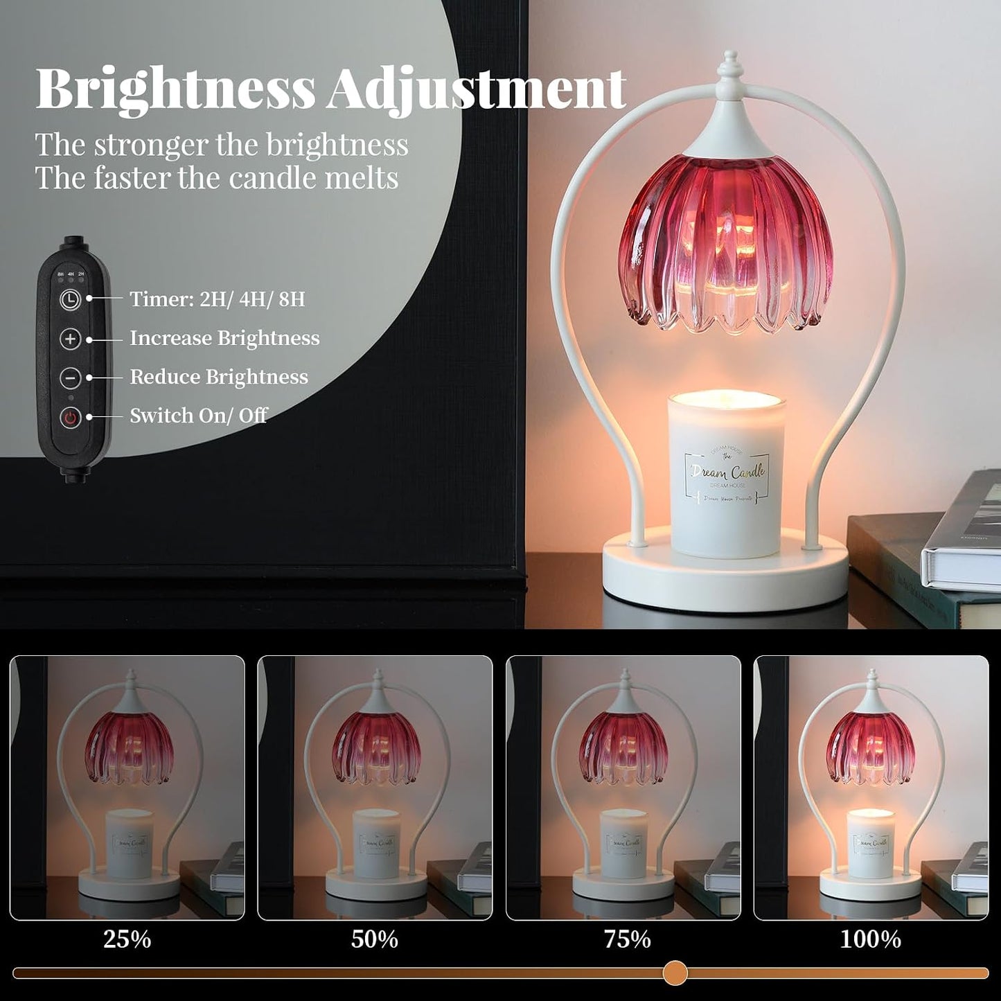 GOODBUY Candle Warmer Lamp with Timer Dimmable: Electric Candle Warmer Birthday Gifts for Women Mom - Candle Lamp Warmer House Warming Gifts New Home Decor - Wax Warmer for Jar Candles with 2 Bulbs