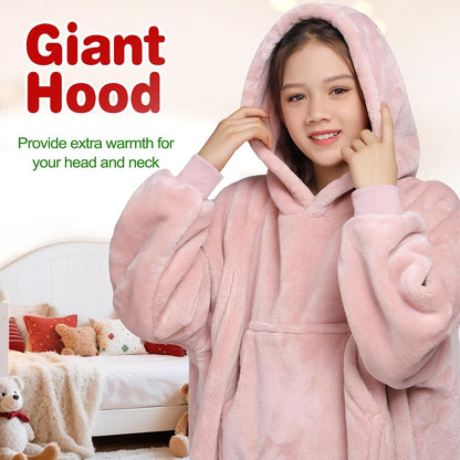 Wearable Blanket Sweatshirt Gifts for Women and Men, Warm and Cozy Giant Blanket Hoodie, Thick Flannel Blanket with Sleeves and Giant Pocket - Dark Gray