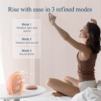 ANJANK Extra Loud Alarm Clock with Wireless Bed Shaker, Vibrating Dual Alarm with Light Wake Up for Heavy Sleepers & Hearing Impaired, 9-Color Night Light, 8 Sounds, 0-100% Dimmer, USB Charger