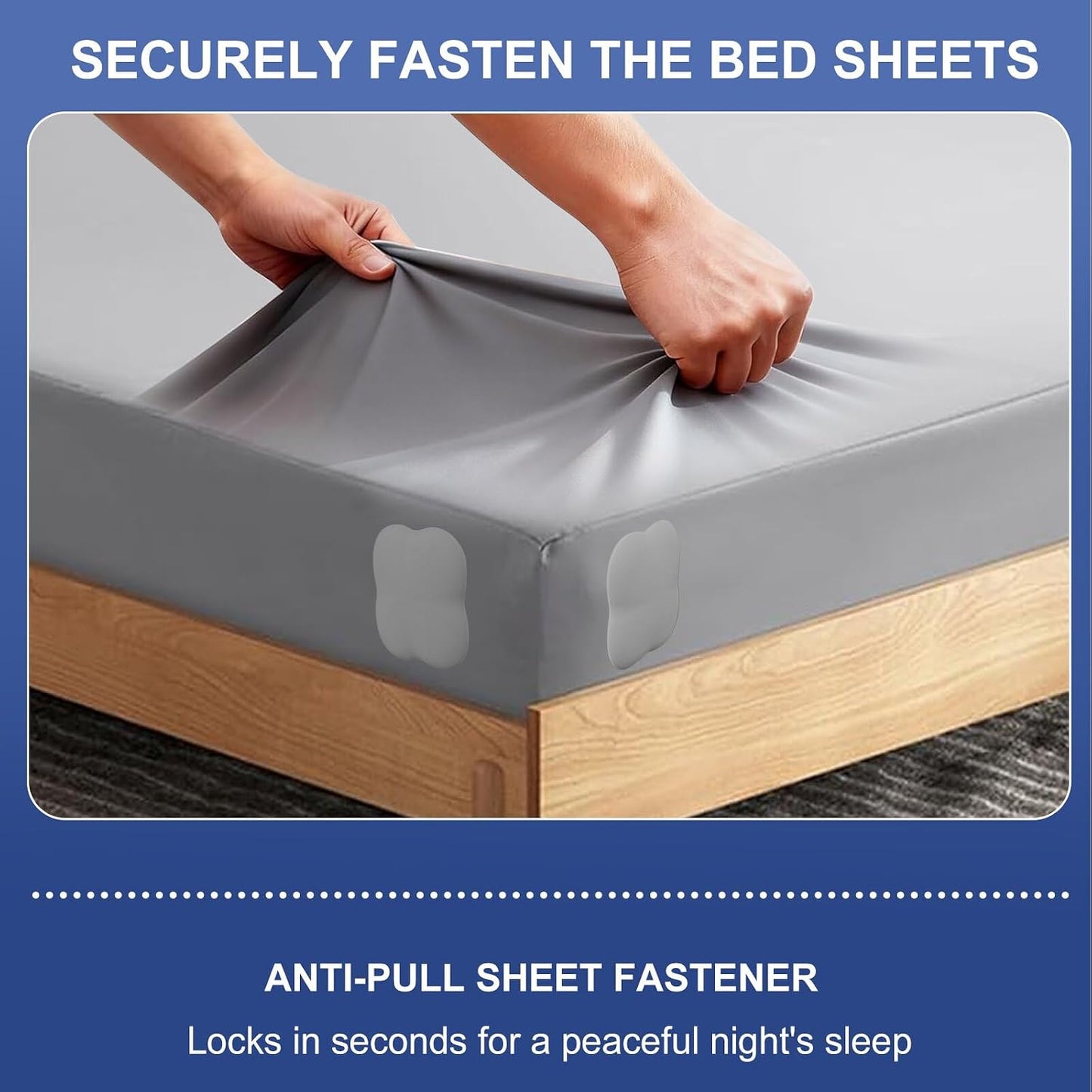 Bed Sheet Holders for Corners: 4 Pack Twist-Lock Clips Keep Sheets Tight Heavy-Duty Grippers Quick Install Fits All Mattresses（Grey）