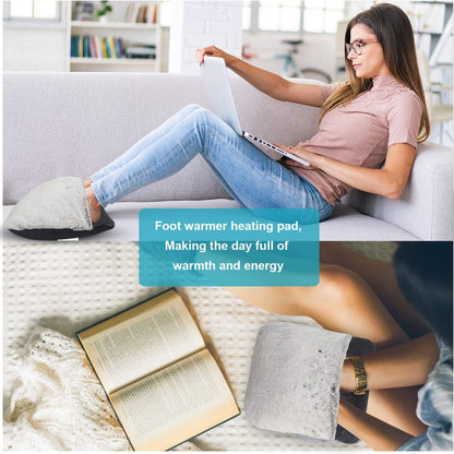 Electric Heated Foot Warmer with Massage,Vibration and Heating,Soft Plush Fabric & USB Fast Heating Pad for Women and Men,Relieve Foot Pain Soreness