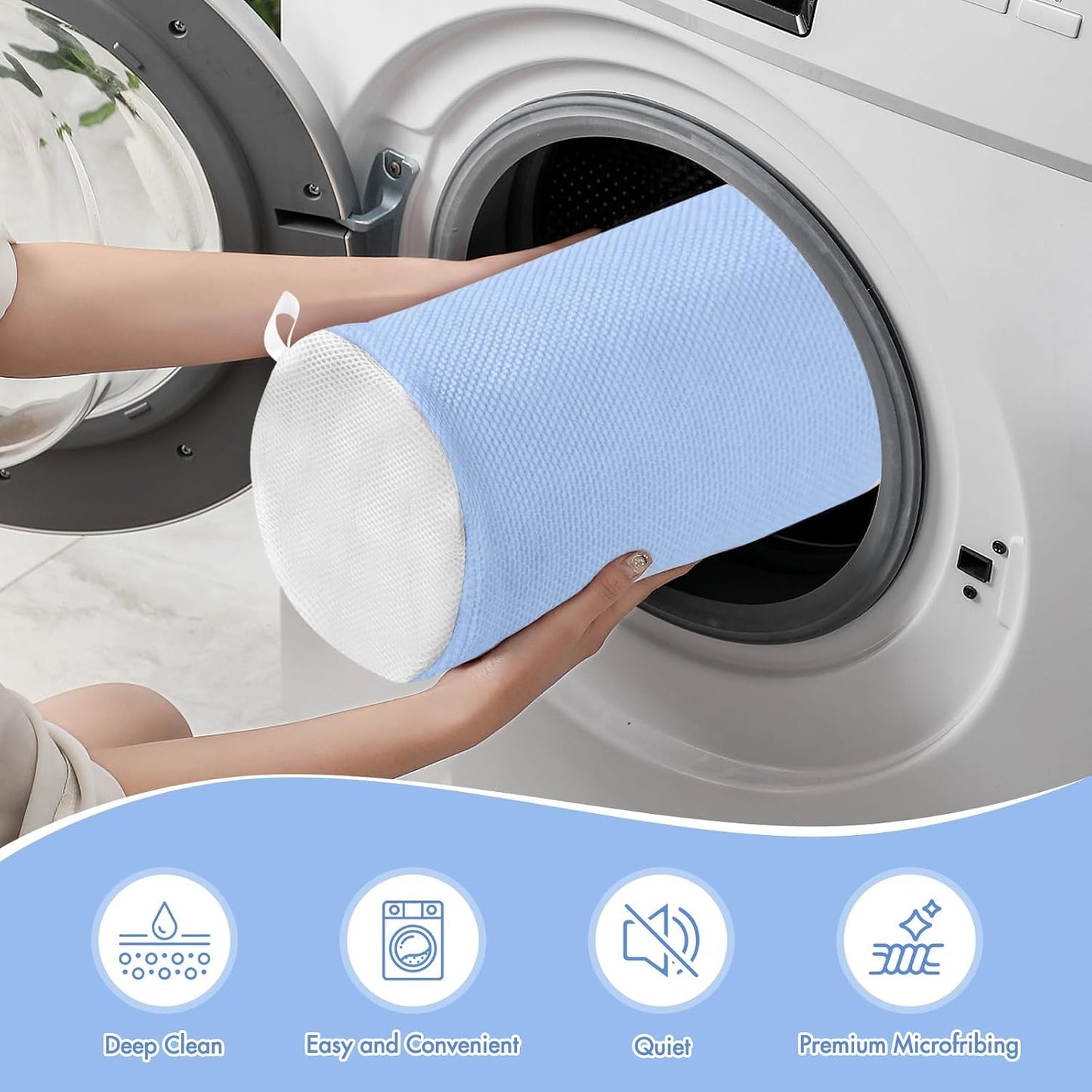 2 Pack XXL Shoe Washing Machine Bag, 700 GSM Heavy Duty Shoes Cleaning Bag with Anti-Tangle Mesh Pocket, 2 Adjustable Shoe Trees Keep Shape, Reusable Sneaker Laundry Bag for Frequent Wash, White