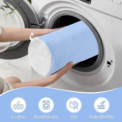 2 Pack XXL Shoe Washing Machine Bag, 700 GSM Heavy Duty Shoes Cleaning Bag with Anti-Tangle Mesh Pocket, 2 Adjustable Shoe Trees Keep Shape, Reusable Sneaker Laundry Bag for Frequent Wash, White
