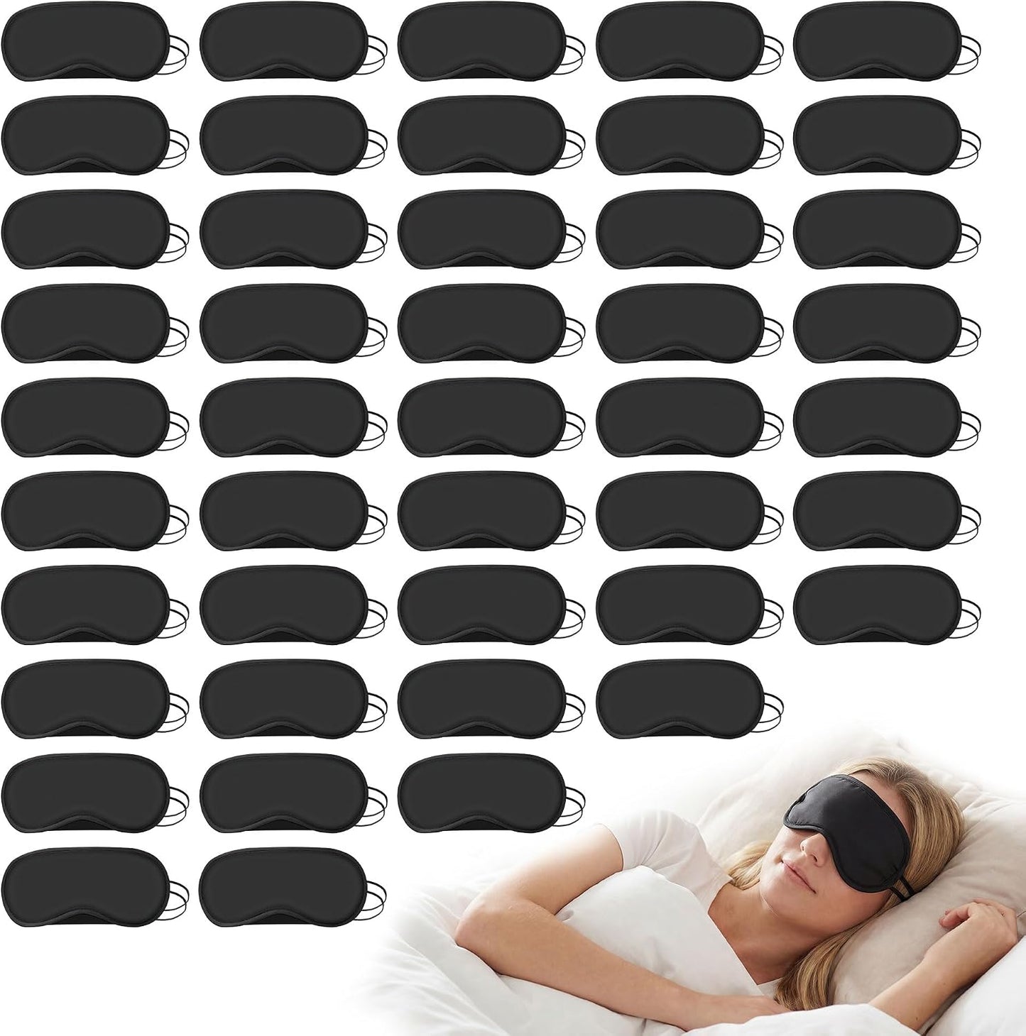 Bulk Sleep Masks, Black Eye Masks in Bulk, Featuring Elastic Straps and A Nose Bridge Design, Individually Packaged, Ideal for Travel Sleep and Quick Naps (12-Pack)