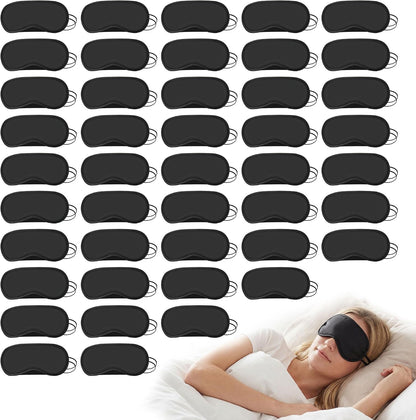 Bulk Sleep Masks, Black Eye Masks in Bulk, Featuring Elastic Straps and A Nose Bridge Design, Individually Packaged, Ideal for Travel Sleep and Quick Naps (12-Pack)