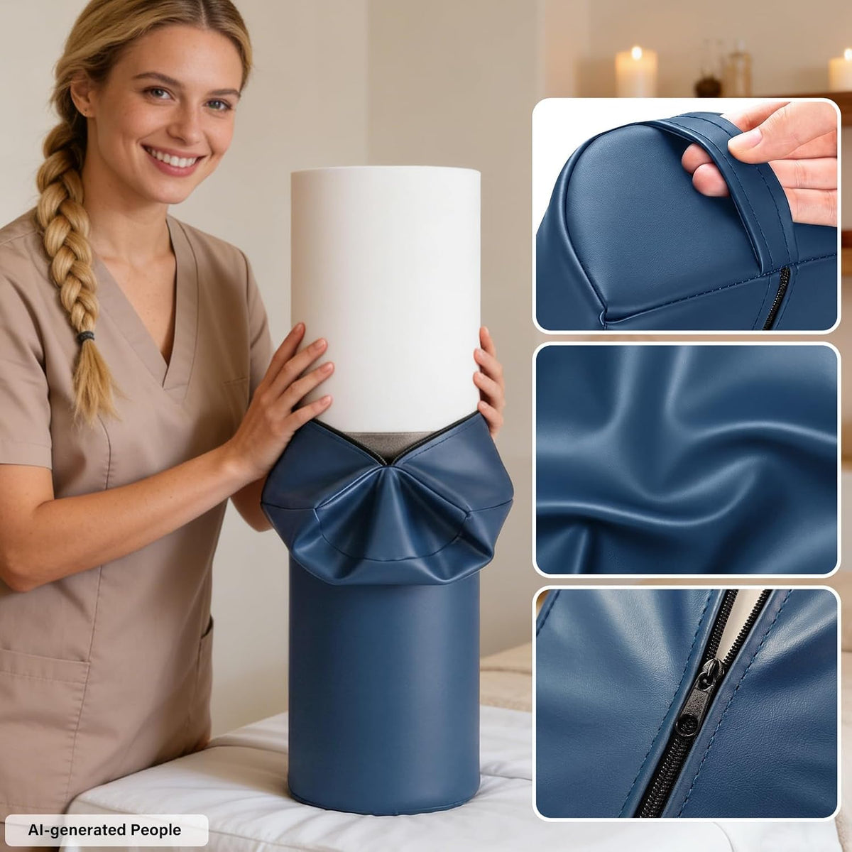 Half Moon Bolster Pillow for Leg, 21 x 6 x 3 in Knee Support Pillow Pad