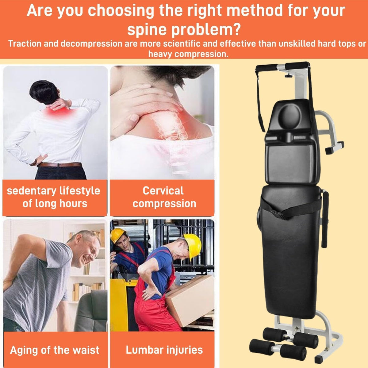 Traction Table,Traction Bed Folding Massage Bed Cervical and Lumbar,Back Stretcher Decompression Without Going Upside Down, Body Spinal Decompression Neck Stretcher Cervical Traction Device