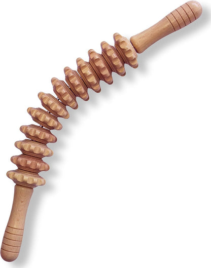Curved Muscle Roller Stick – Deep Tissue Massage Stick for Muscle Recovery & Sports Therapy, Manual Massage Roller for Legs, Back & Trigger Points (Zero Flex Steel Core) with Travel Bag