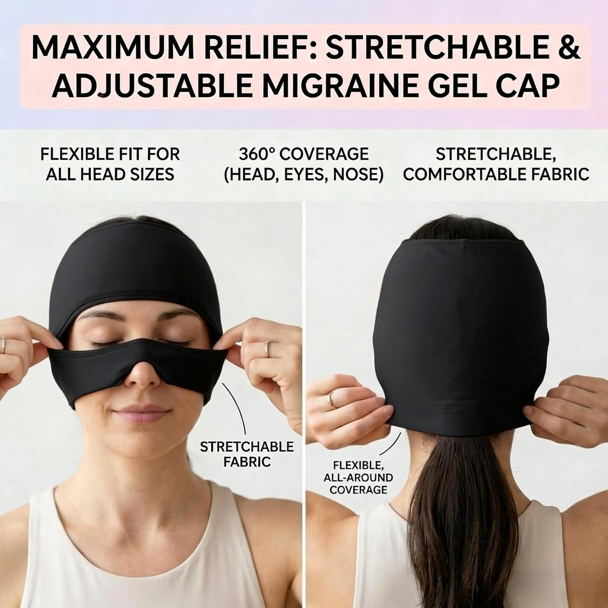 3-in-1 Migraine Relief Cap with Eye Holes
