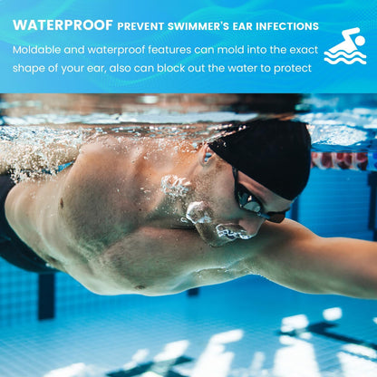 Ear Plugs for Sleeping & Snoring - 12 Pairs Moldable Silicone Gel Earplugs for Noise Cancelling, Swimming, Airplane, 32 dB NRR Reusable Waterproof Ear Plugs for Men Women (Blue)