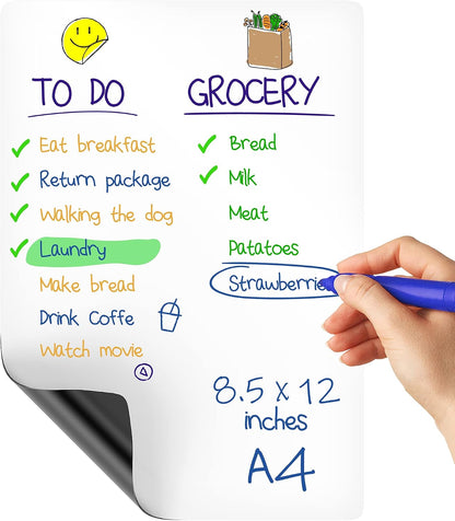 Small Magnetic Whiteboard for Fridge 5x7 in - Dry Erase Board for Refrigerator - Small Magnet List for Frig - Magnetics White Board Sheet - Fridge List Magnet - Mini Magnetic Grocery Shoping