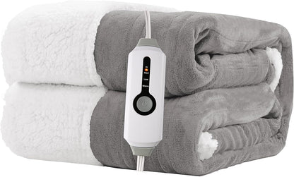 Electric Heated Blanket Full Size 72"x84" – Light Gray | ETL for Safe Overnight, 4 Heat Settings & 10H Auto Off, Dual-Sided Microplush Sherpa for Home Night, Machine washable