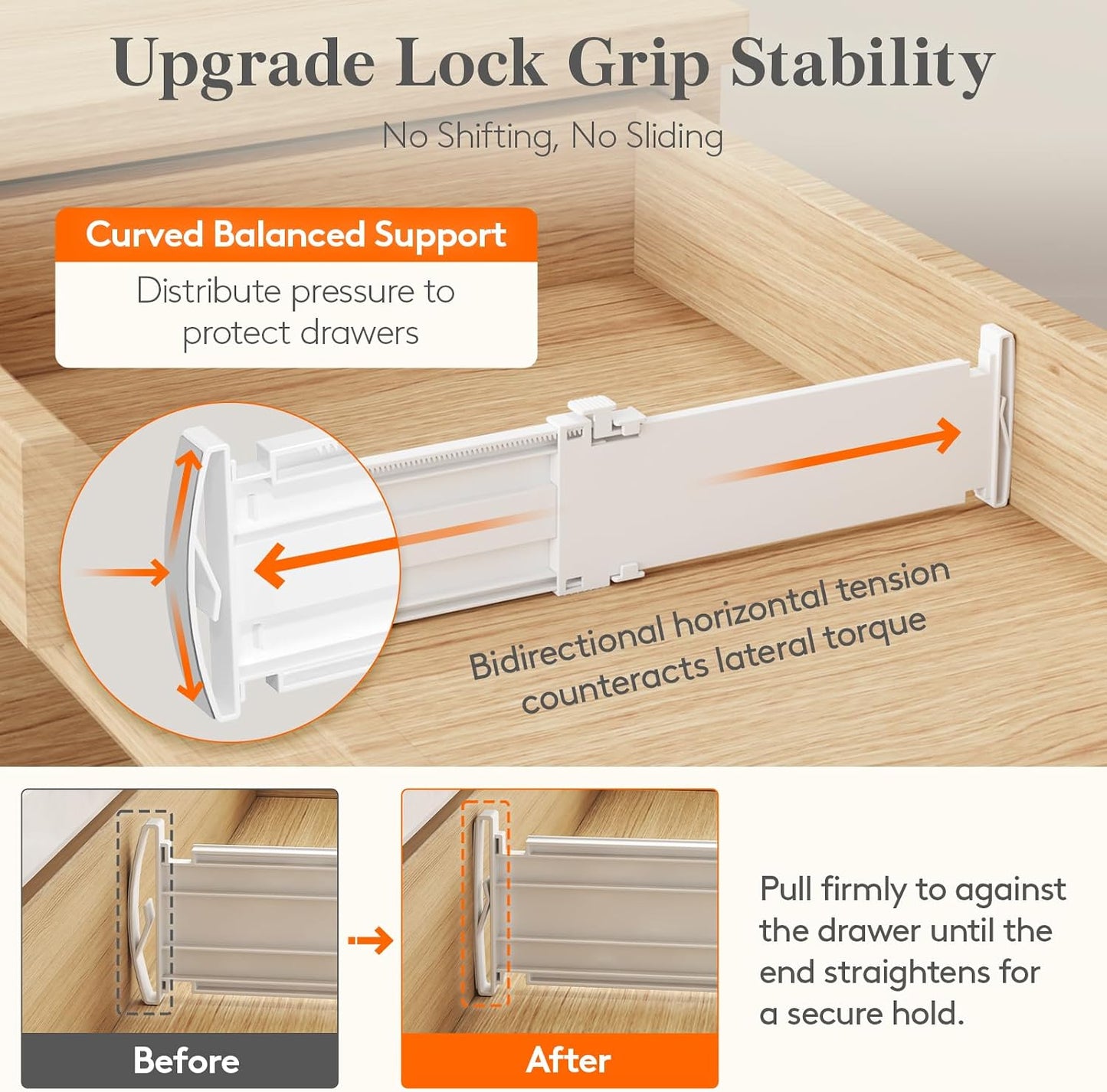 Lifewit 9 Pack 4" High Drawer Dividers, Adjustable Drawer Organizer Clothes | 10.5"-16.5" Expandable White Plastic Separators for Dresser, Kitchen, Cabinet, Nursery, Office, Socks & Underwear Storage