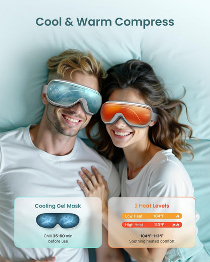 RENPHO Eyeris 1 Eye Massager with Heat, Sleep Mask with Remote Control | Vibration & Compression for Eye Strain and Head Tension, Bluetooth Music, FSA Eligible HSA, Black