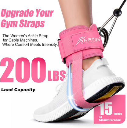 HPYGN Ankle Strap for Cable Machine, Padded Ankle Straps for Cable Machine Kickbacks, Glute Workouts, Leg Extensions, Curls, Booty Hip Abductors Exercise, Adjustable Comfort Ankle Cuff for Gym