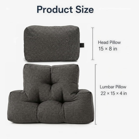 2 Pcs Lumbar Support Pillow Set, Back Support Pillow for Couch, Backrest Pillow with Headrest, Back Rest for Recliner Chair, Lumbar Support for Recliner, Back Pillow for Sofa Reading Rest