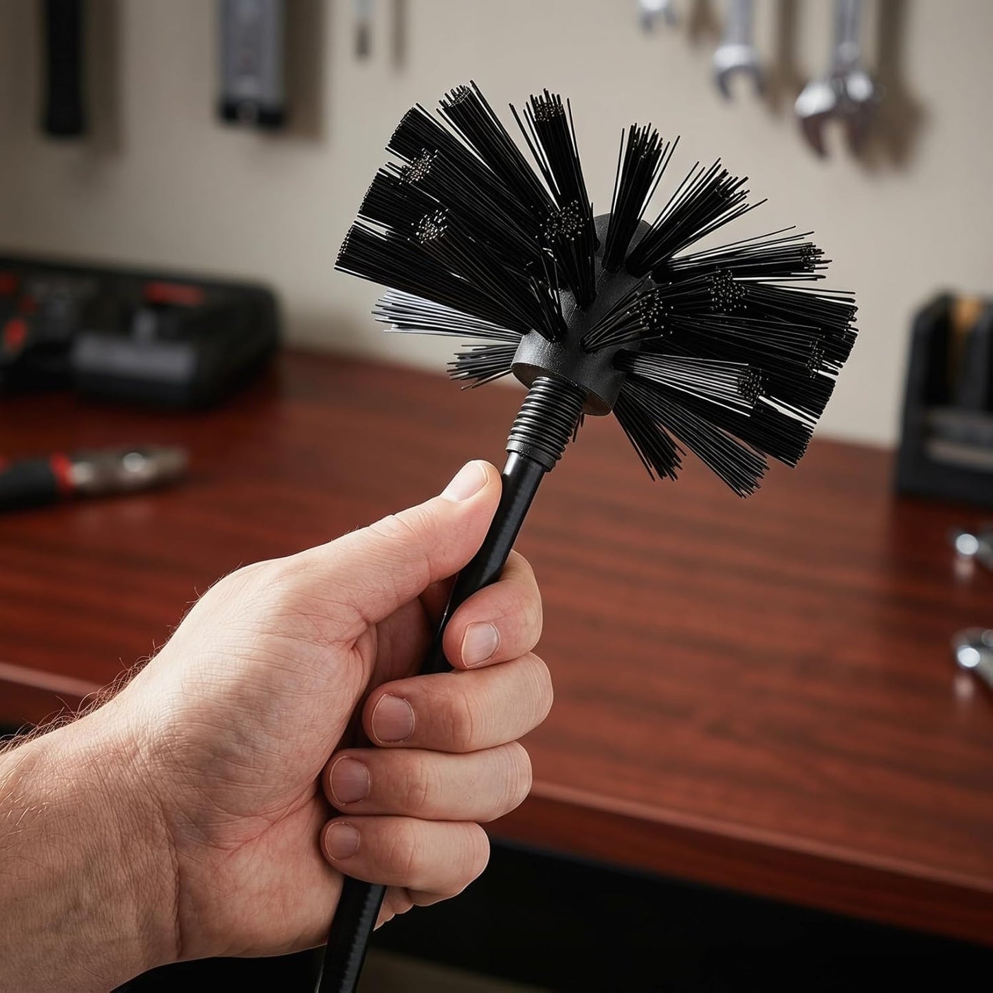 DOITOOL 2 Pcs 4 Inch Chimney Brush Head, Fireplace Cleaner Dryer Vent Cleaner, Flexible Nylon Chimney Sweep Cleaning Brush for Fireplace, Vent Pip, Stove Pipes, Works with Most Rod Sets