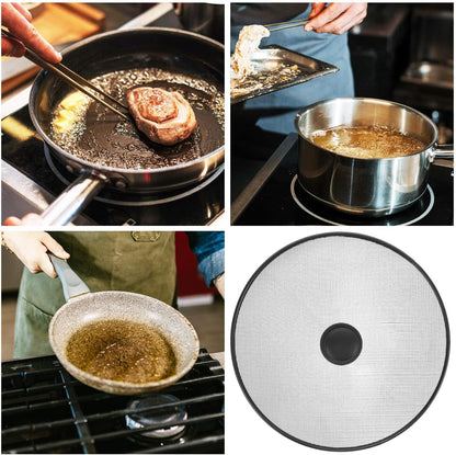 11.22" Stainless Steel Splatter Screen Grease Guard – Fine Mesh Oil Splash Shield for Frying Pan, Skillet, Pot, Stove Top – Prevents Burns & Mess