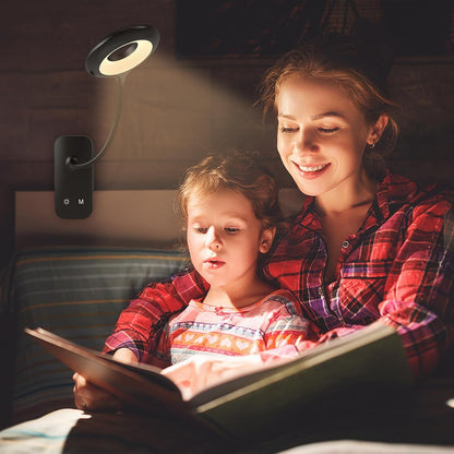 CUHIOY Rechargeable Clip on Reading Light for Bed Headboard, Pink, 1 Pack | Large Clamp Flexible Neck, Battery Desk Lamp, 5 Color 5 Brightness Touch Control, Flicker-Free LED Bedside Night Light