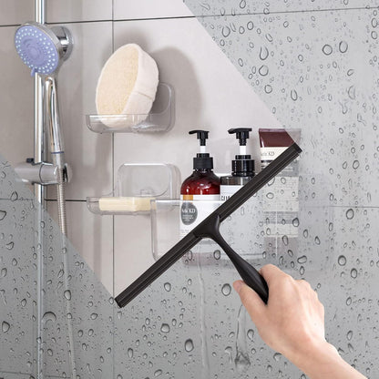 Shower Squeegee for Glass Doors, Squeegee for Shower Glass Door, Window and Car Glass, Mirrors - All-Purpose Stainless Steel Squeegee, 10 Inches and Black