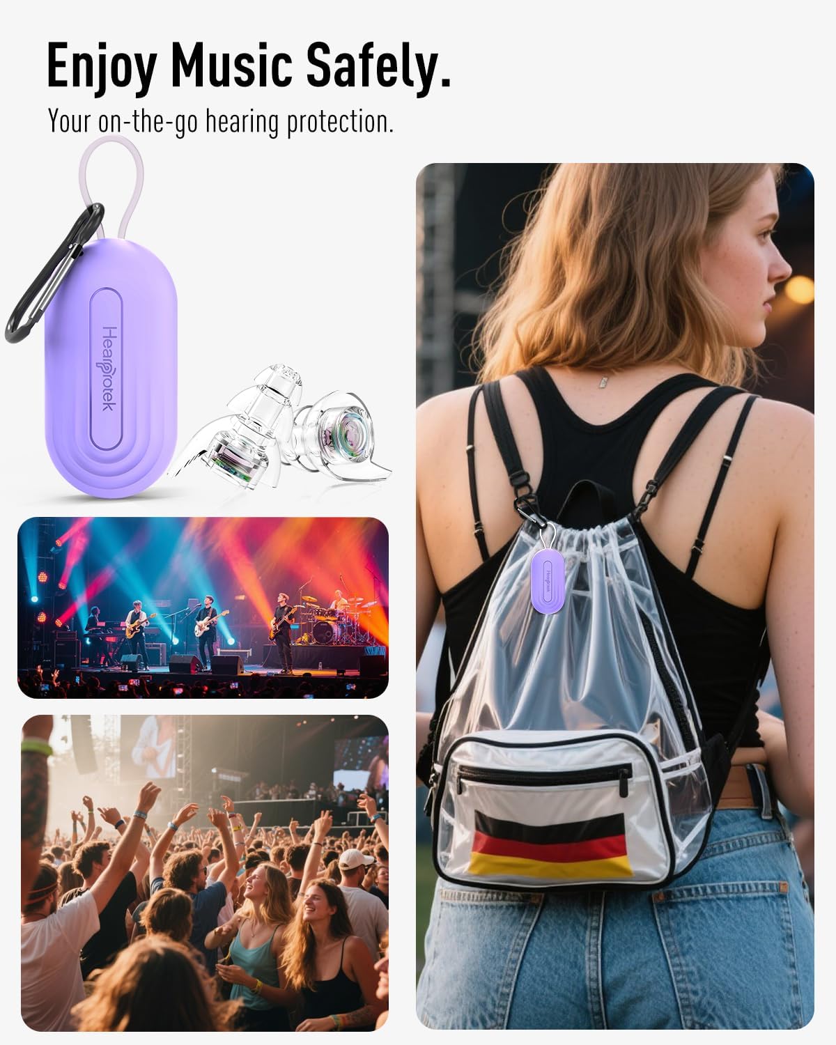 Hearprotek Concert Ear Plugs, 2Pairs Reusable high Fidelity Musician Ear Plugs for Concerts Loud Music-Noise Reduction Ear Protection earplugs for Rave,Festival,Music,Tinnitus Relief