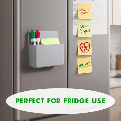 2 Pack Magnetic Pen Holder Cup for Whiteboard, Classroom Supplies | Plastic Magnetic Dry Erase Marker Holder for Refrigerator Fridge, Pencil Cup for School, Locker Accessories Organizer-White