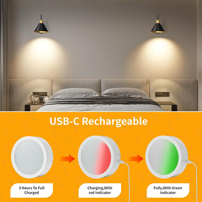 Frideko Rechargeable Wall Sconces Set of Two, 3 Color Dimmable Battery Operated Wall Lights with Remote, Black Wireless Wall Lamp with Timer, Indoor Sconce Lighting for Living Room Bedroom Picture