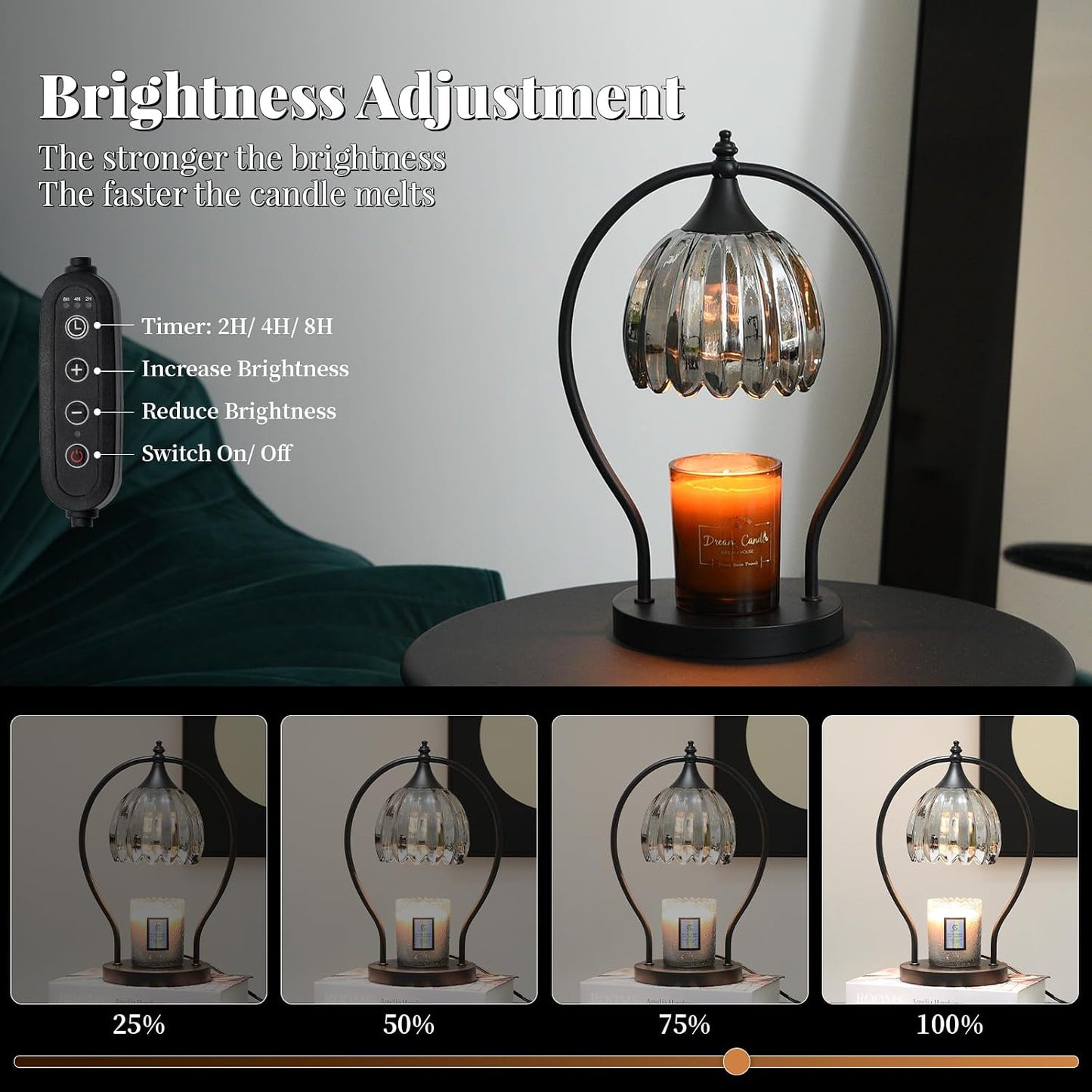 GOODBUY Candle Warmer Lamp with Timer Dimmable: Electric Candle Warmer Birthday Gifts for Women Mom - Candle Lamp Warmer House Warming Gifts New Home Decor - Wax Warmer for Jar Candles with 2 Bulbs