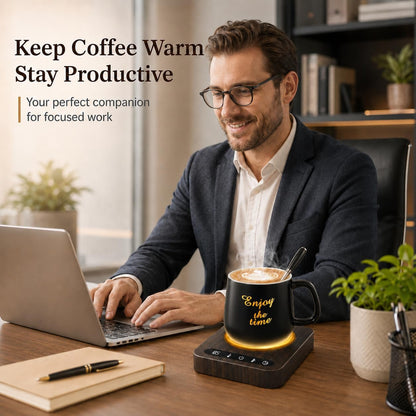 Mug Warmer Set - Coffee Mug Warmer for Desk with Temperature Display, 1-12Hour Auto Shut Off, Cup Warmer with Mug - Ideal Coffee Gifts for Heating Coffee, Beverages, Milk, Tea and Hot Chocolate.