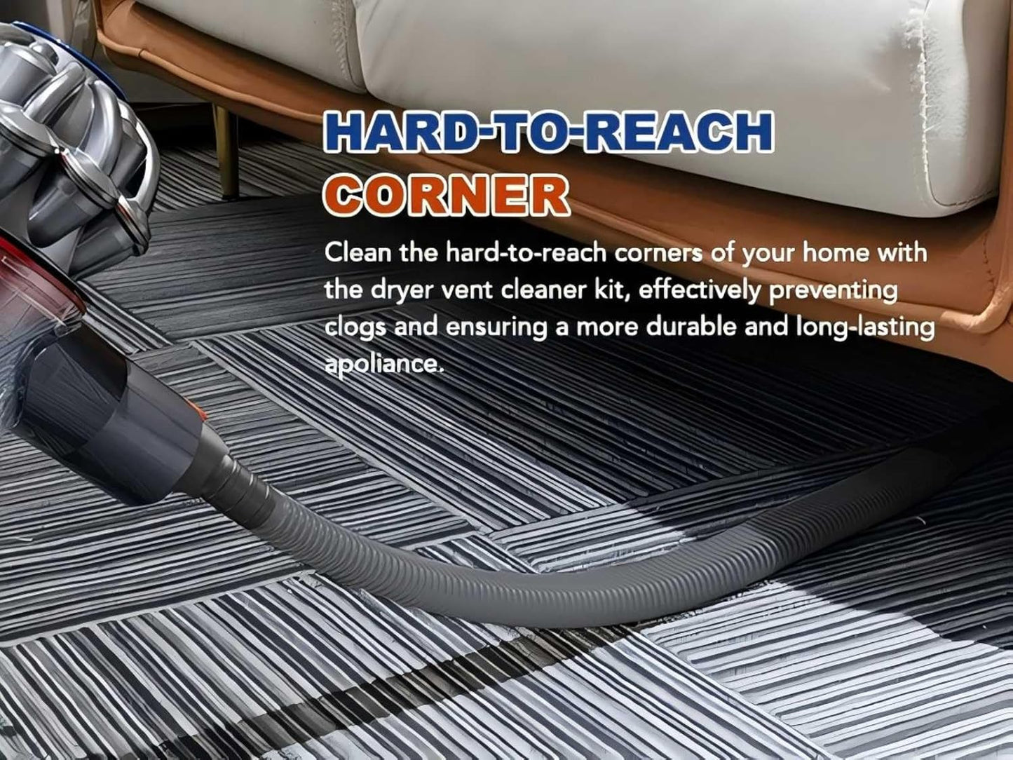 Sealegend Dryer Vent Cleaner Kit Compatible with Dyson Dryer Lint Vacuum Attachment for Dyson V7 V8 V10 V11 V12 V15 etc Cordless Vacuum Cleaner Removes Deep Lint | Gray Dryer Lint Trap Clean Hose Compatible with Dyson Dyson V7 V8 V10 V11 V12 V15 V15s