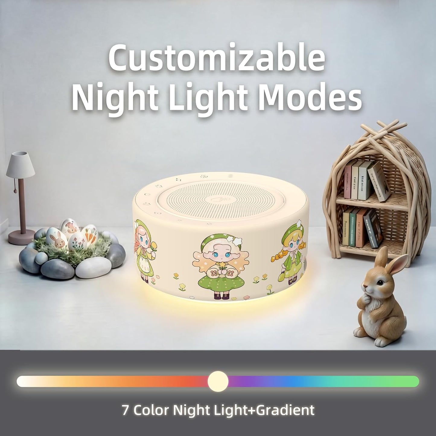 Kipcush White Noise Machine for Baby & Adults, 30 Soothing Sounds, Sleep Sound Machine with 8 Color Night Light, Memory Function, White Noise for Sleeping, Nursery, Office, Travel & Relaxation