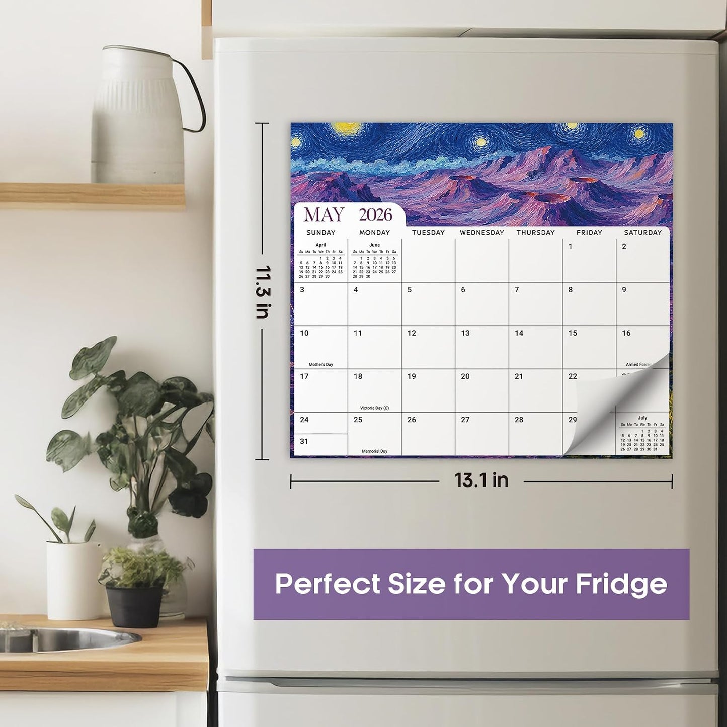 2026-2027 Magnetic Calendar for Refrigerator, Apr 2026-Dec 2027 | 21-Month Fridge Calendar 2026-2027 for Home Planning, Scheduling and Easy Organization, Greenery