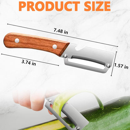 2-in-1 Vegetable Peeler with Bottle Opener, Multi-Functional Vegetable Peeler with Sharp Stainless Steel Blades, Suitable for Pumpkin, Papaya, Zucchini, Potato (1, Black Plastic)