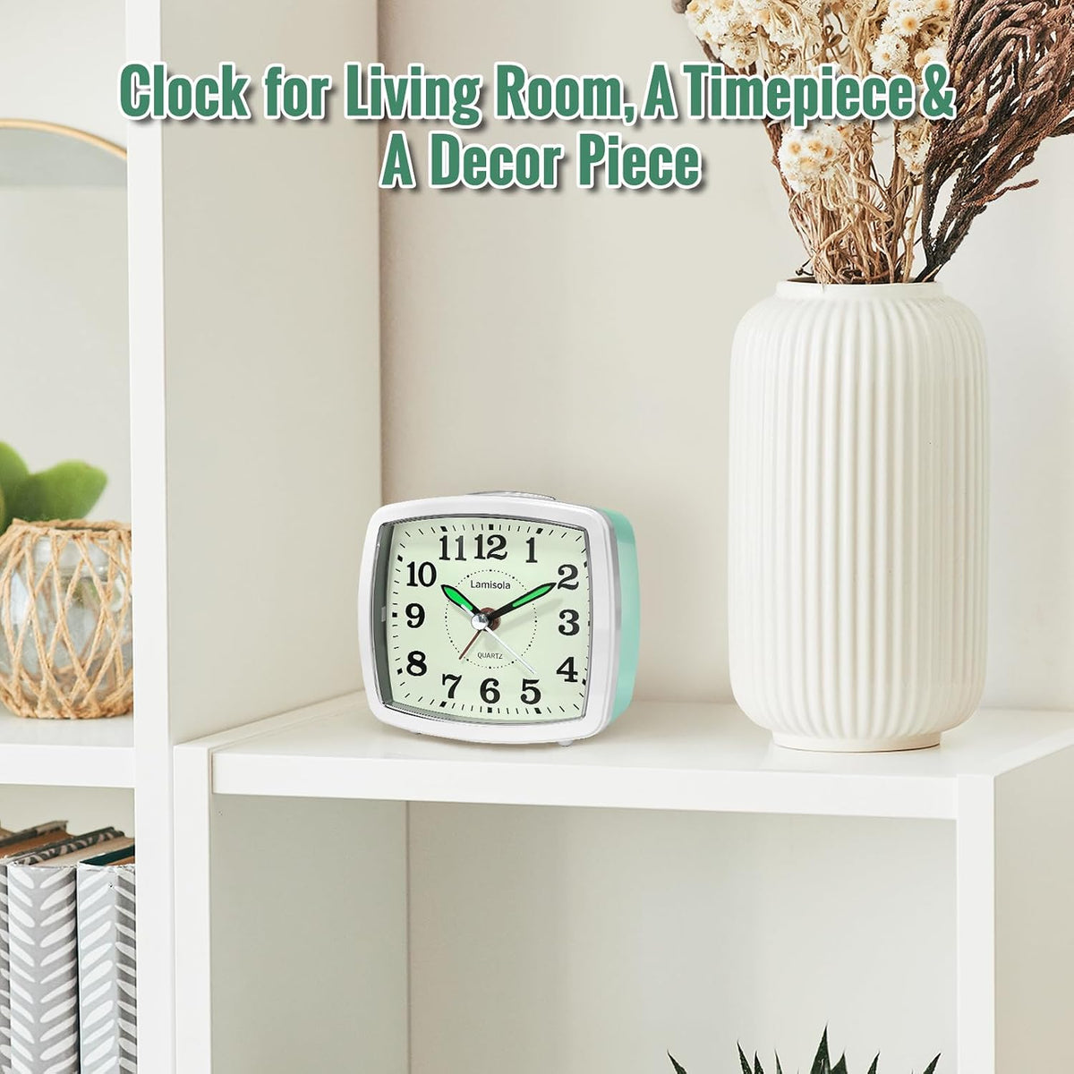 Lamisola Analog Travel Alarm Clock for Bedroom, Small Desk Clock Black