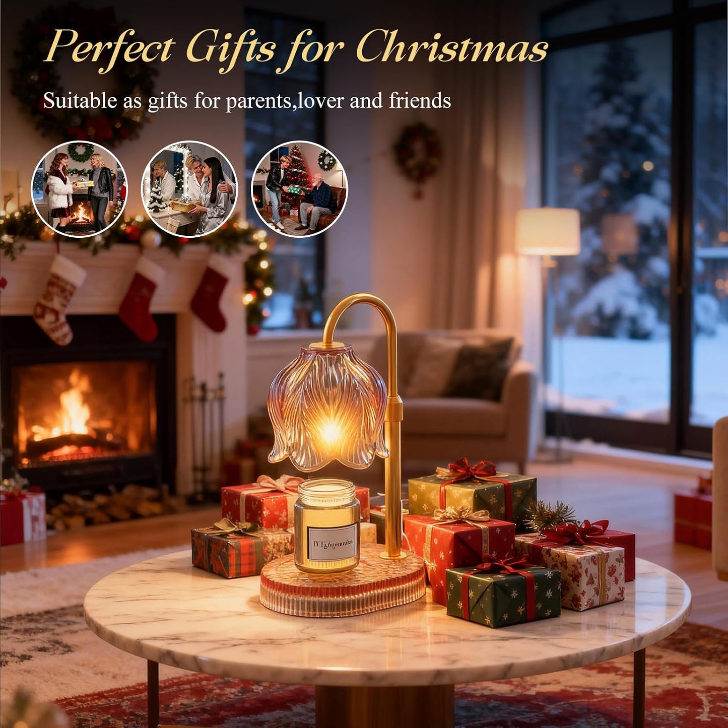 Flower Candle Warmer Lamp, Timer & 4-Level Dimmer, Adjustable Height | Flameless Electric Wax Warmer for Jar Candles, Includes 2 Bulbs, Pink, Home Decor Gift for Mom & Women, Housewarming