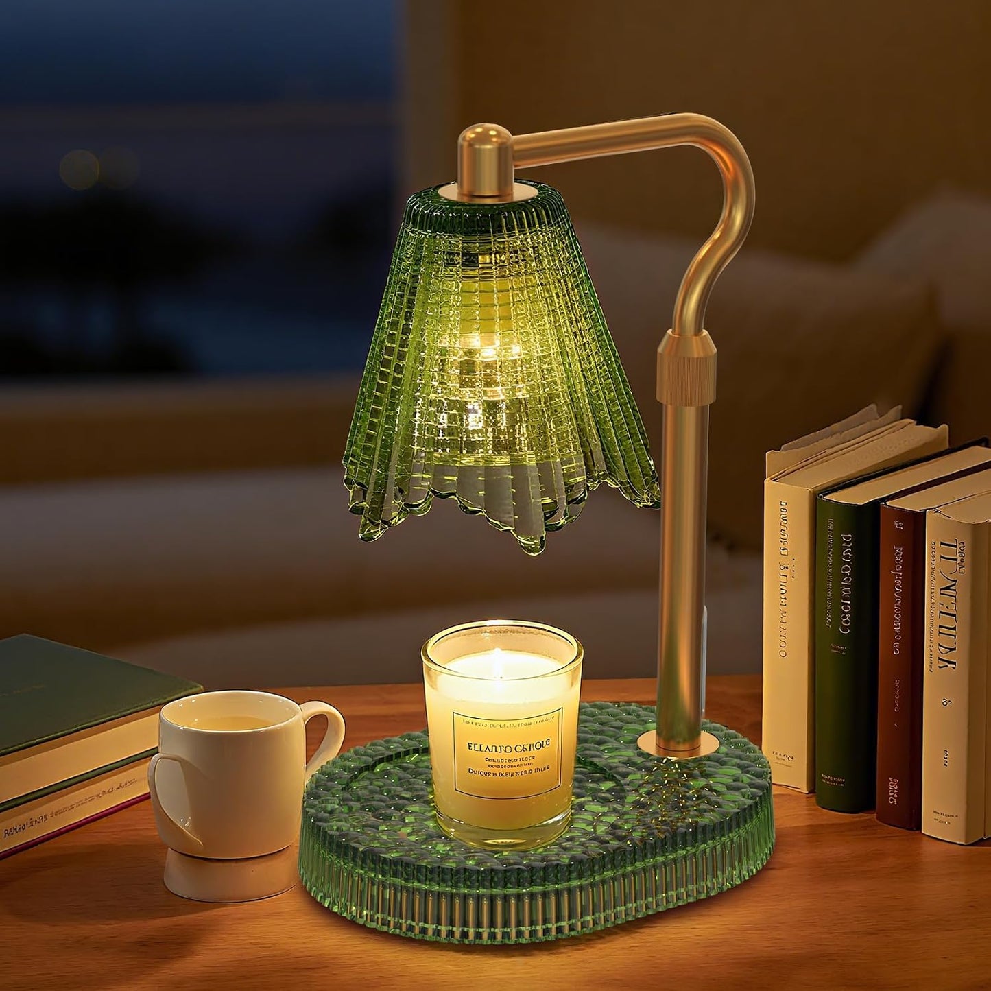 Flower Candle Warmer Lamp,Adjustable Timer & Dimmer(Black2) | Adjustable height fits jars. Timer & dimmer safe melt. 2 bulbs & heat-proof base. Perfect for bedroom, office, or gifting.
