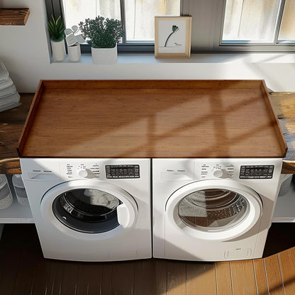 Gashell Washer Dryer Countertop, 27.5" x 54" Bamboo Washer and Dryer Countertop for Laundry Room Organization(Retro Brown)