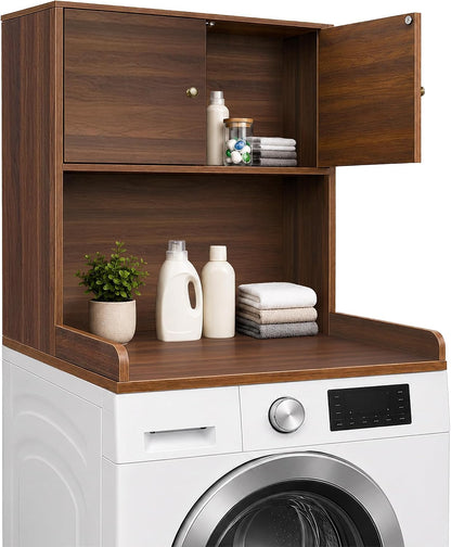 Laundry Storage & Organization (Oak) | Washer and Dryer Topper with Edge, Over Washer and Dryer Shelves for Laundry Room, Universal Fit, 27.5"Wx27.5"Dx29"H