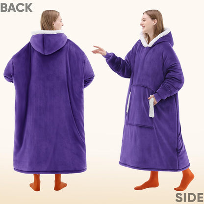 yescool Wearable Blanket Hoodie, Flannel Sherpa Fleece Blanket Sweatshirt for Adults Women Men,One Size Fits All - Colors B