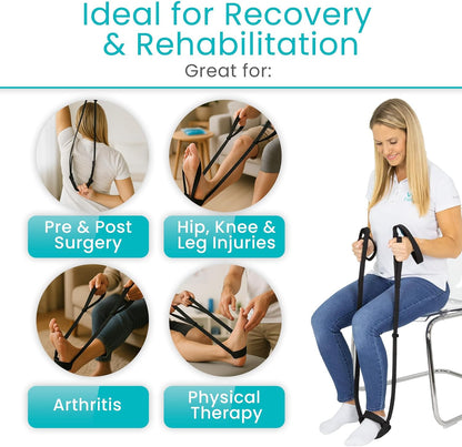 Vive Leg Lifter Strap - Leg Raise Stretch Strap w/Loop for Physical | Therapy, Elderly - Doesn't Strain Knee, Thigh, & Hip Like Other Leg Lifters - Hamstring Stretcher After Surgery, Bed Foot