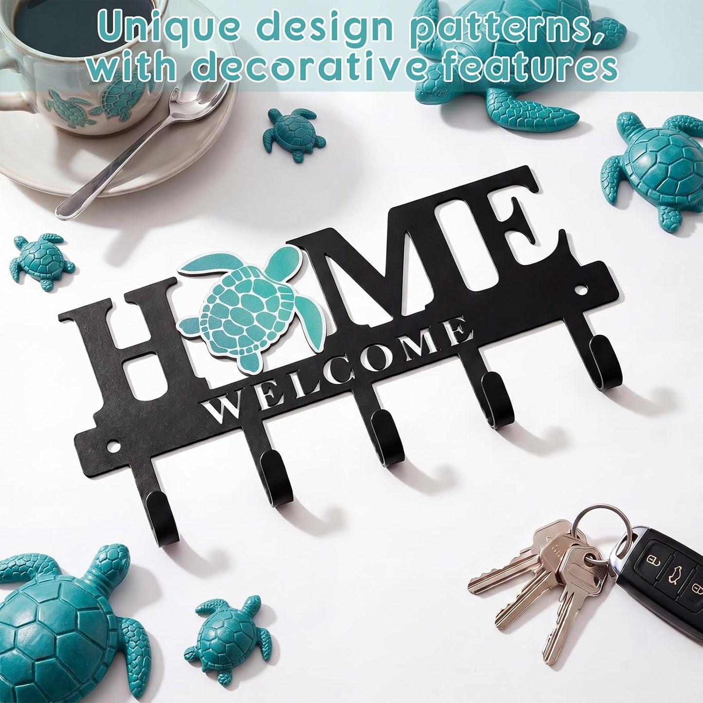 Key Holder Wall Mount Paw Print Metal Key Hooks Organizer Dog Leash Holder with 5 Hooks Rustic Farmhouse Decorative Welcome Home Wall Decor for Entryway Bathroom Dog Lover 9.8 Inch