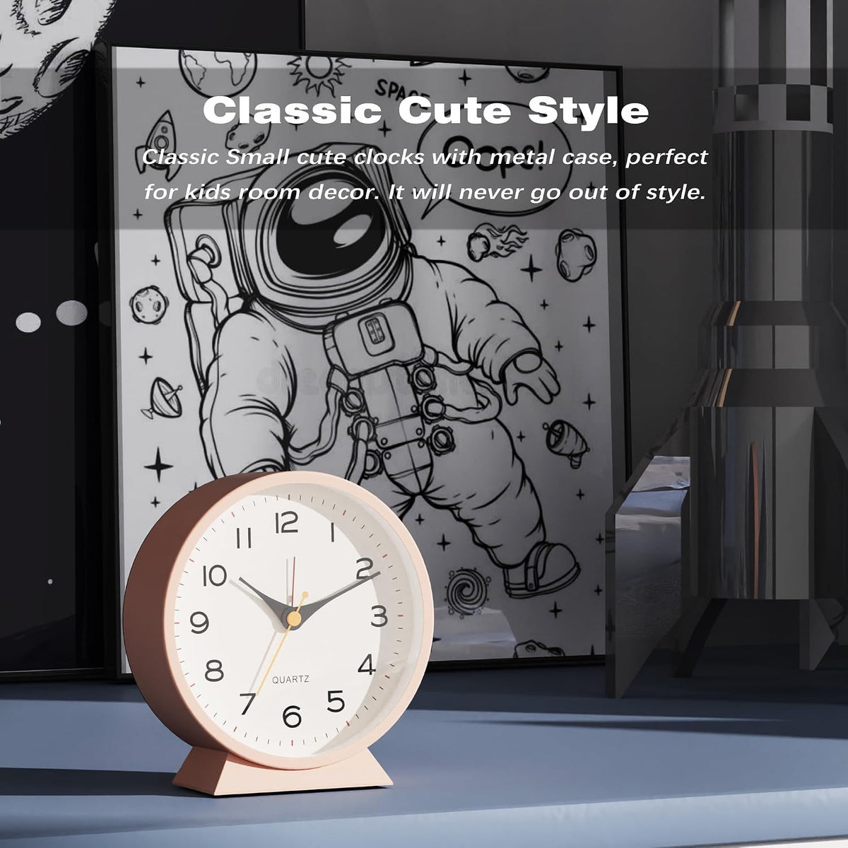 AYRELY® 4.5" Analog Alarm Clock, Small Retro Desk Clock and Table Clock